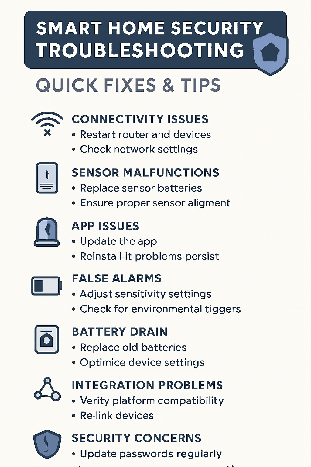 Troubleshooting smart home security system  