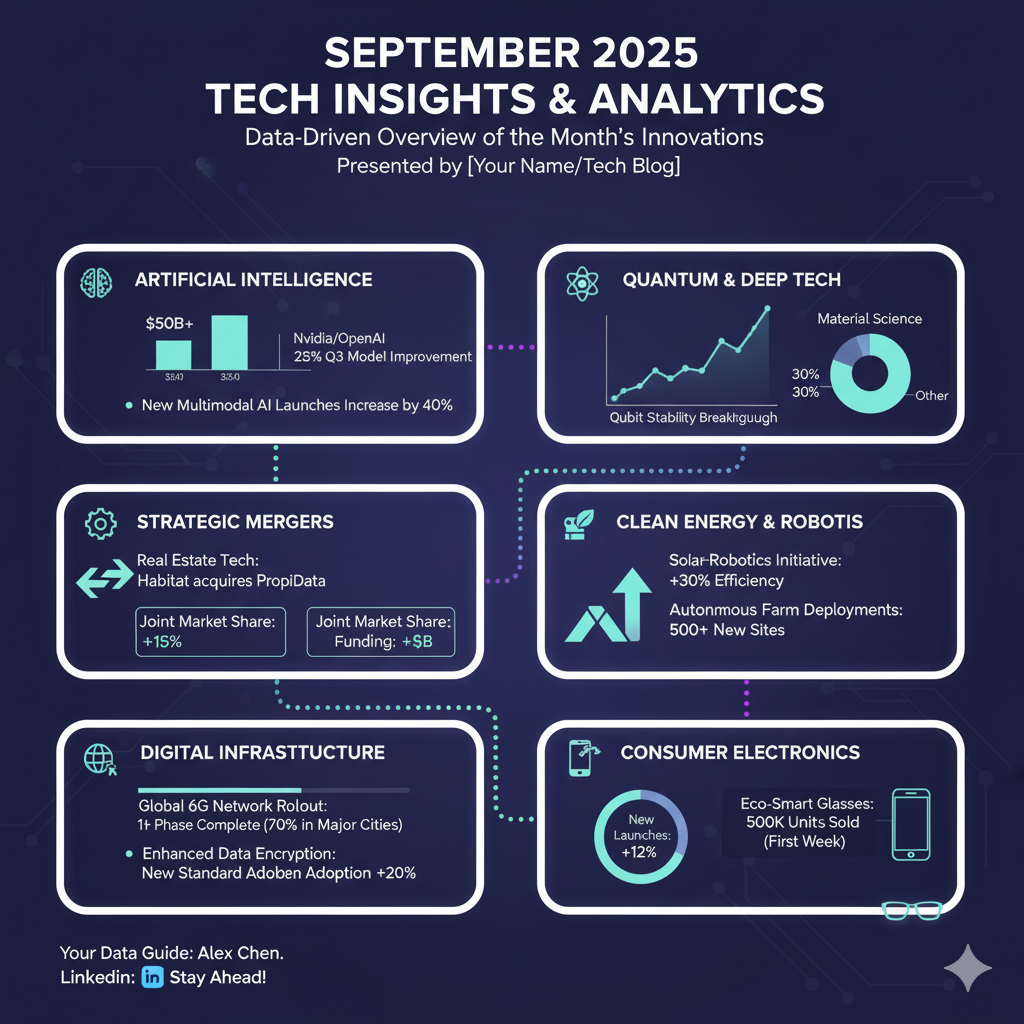 Dive into the most significant technology news of September 2025! This comprehensive roundup explores groundbreaking advancements in Artificial Intelligence, including Nvidia's massive investment in OpenAI and Alphabet's Gemini AI triumph. Discover pivotal developments in quantum computing, strategic mergers in real estate tech, and innovative strides in sustainable energy and robotics. We also cover the latest in consumer electronics, back-to-school tech, and the ever-evolving landscape of digital infrastructure. Get ready for an in-depth look at the innovations shaping our future, presented with a personal touch and all the details you need to stay ahead in the fast-paced world of technology. Tech News Monthly around up