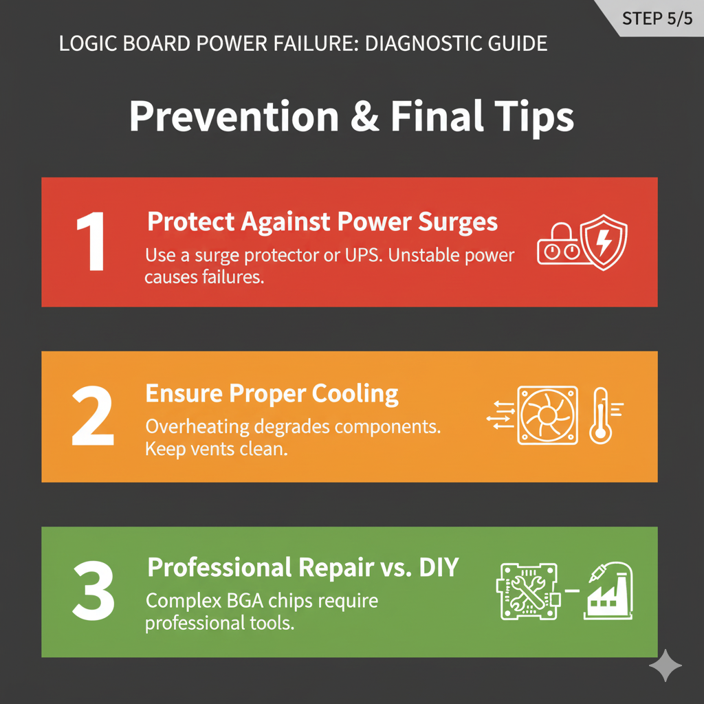Is your device refusing to power on? A logic board power failure can be a frustrating and complex issue, but with the right knowledge and tools, you can diagnose and potentially resolve it. This in-depth guide covers common symptoms, essential diagnostic tools like multimeters, step-by-step troubleshooting techniques including visual inspection, power supply testing, identifying failing components like capacitors and voltage regulators, and tips for preventing future issues. Learn how to bring your beloved electronics back to life by understanding the intricate world of logic board power diagnostics.