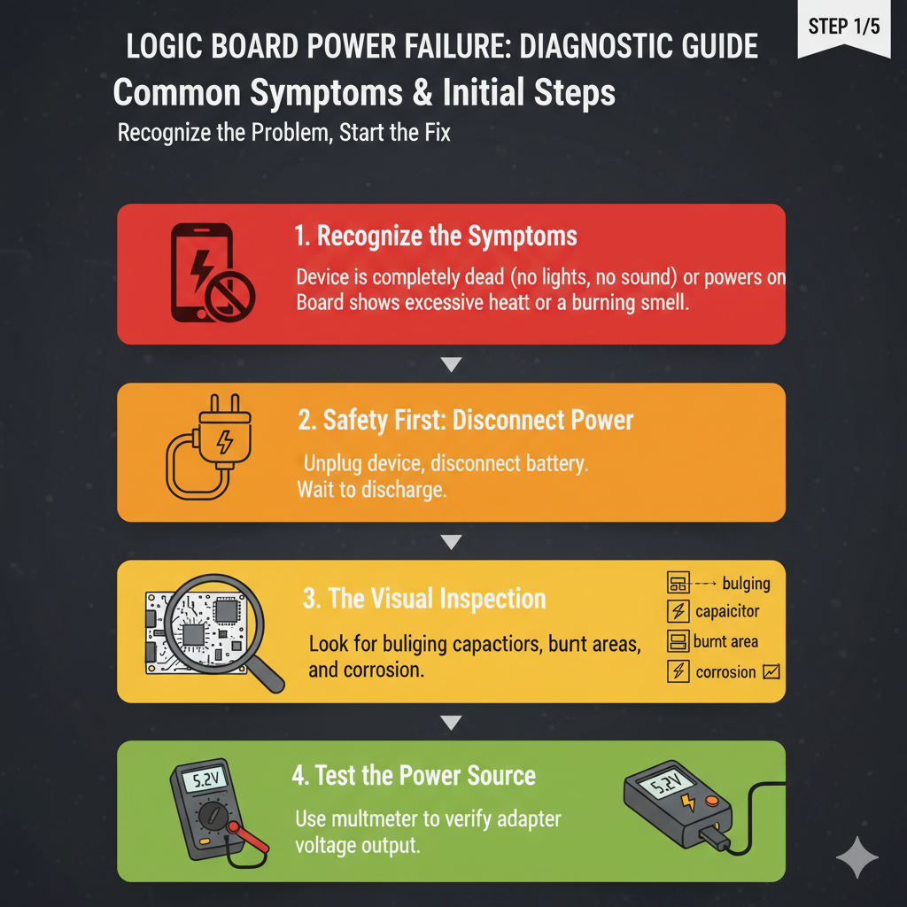 Is your device refusing to power on? A logic board power failure can be a frustrating and complex issue, but with the right knowledge and tools, you can diagnose and potentially resolve it. This in-depth guide covers common symptoms, essential diagnostic tools like multimeters, step-by-step troubleshooting techniques including visual inspection, power supply testing, identifying failing components like capacitors and voltage regulators, and tips for preventing future issues. Learn how to bring your beloved electronics back to life by understanding the intricate world of logic board power diagnostics.
