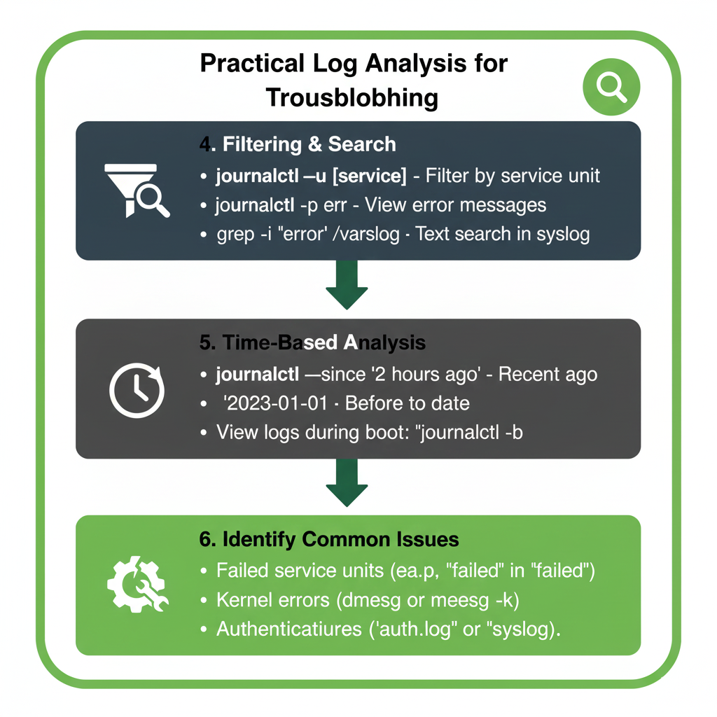 A Deep Dive into Linux Log Analysis for Server & Desktop Problems (`journalctl`, `syslog`)