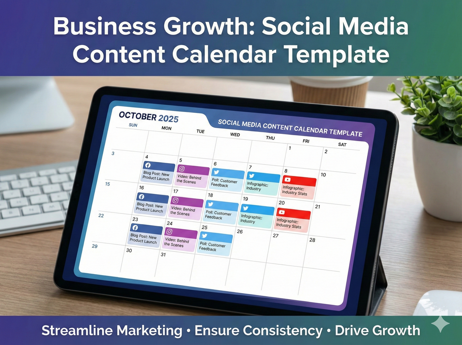 Growth: Social Media Content Calendar Template