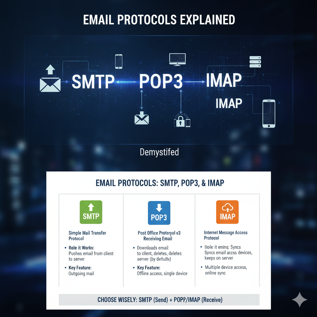 Email Protocols Explained: SMTP, POP3, and IMAP Differences Demystified