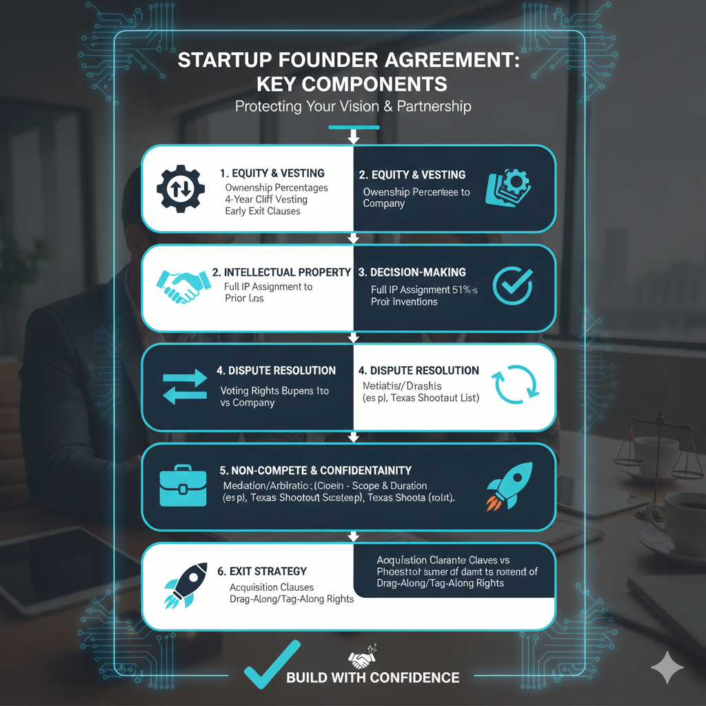 Title: Comprehensive Founder Agreement Template for Startups Meta Description: A detailed, 1500+ word founder agreement template covering equity, vesting, IP assignment, decision-making, and exit clauses to protect your startup. Tags: Founder Agreement, Startup, Legal Template, Equity, Vesting, IP Assignment, Co-Founder, Business Law, Decision Making, Dispute Resolution, Buyout, Non-Compete, Term Sheet, Startup Legal, Business Partnership Key phrase : Startup Founder Agreement Template