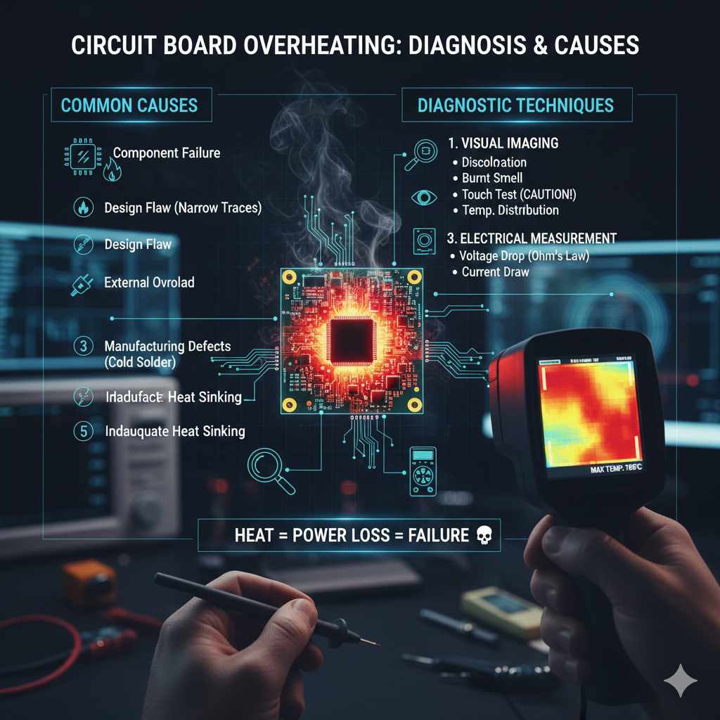 Overheating on a Circuit Board Finding the cause of overheating on a circuit board