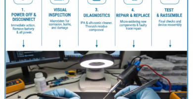 Repairing liquid damaged electronics at component level