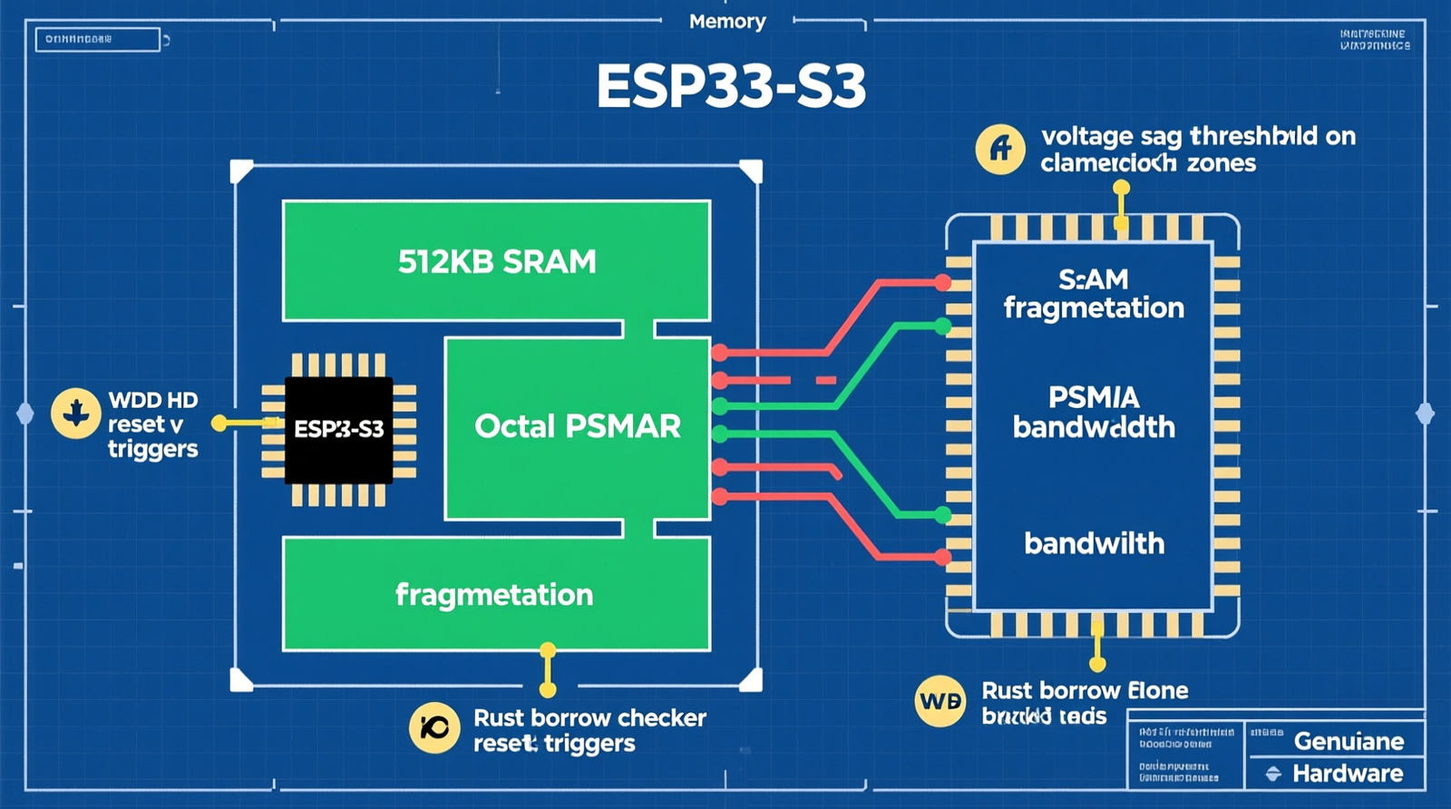 ESP32-S3 micro-controller C vs Rust memory benchmark