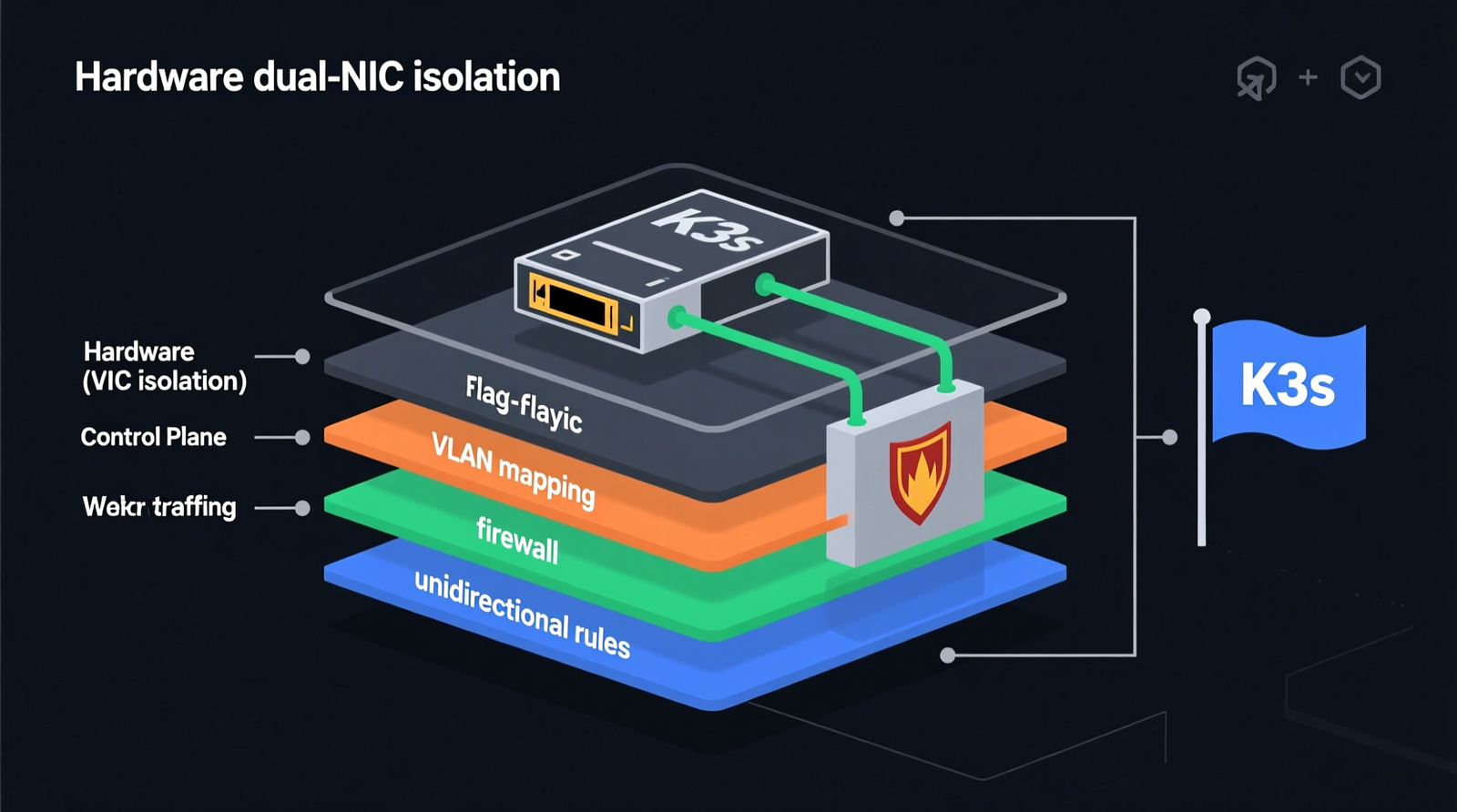 how to segment k3s control plane traffic from node traffic using dual 2.5G LAN