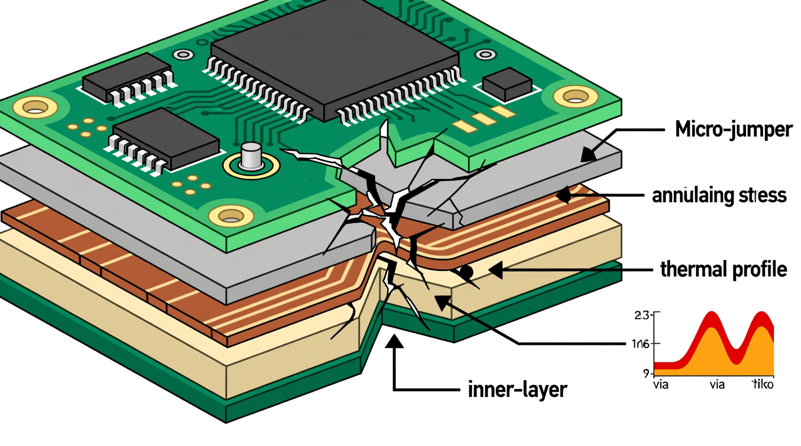 step by step tutorial jumpering multi layer motherboard copper trace